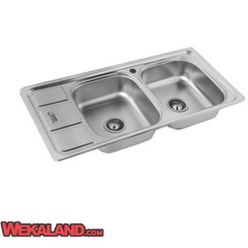 تصویر سینک ظرفشویی توکار نگین الماس مدل SA10 با ۲ لگن استیل 