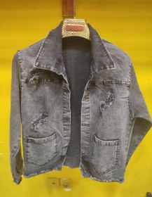 تصویر کت جین کاغذی ذغالی زنانه زاپدار Zapdar women's charcoal paper denim jacket