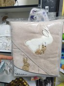 تصویر حوله نوزادی کلاه دار و لیف ست سایز بزرگ 