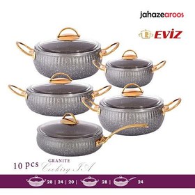 تصویر سرویس قابلمه گرانیتی 10 پارچه اویز مدل سلین _ مشکی granite pot service 10 pieces pendant model celine _ black