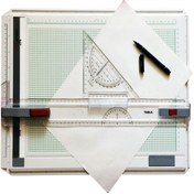 تصویر تخته رسم ثابت تابل Table مدل پروفیل Profil دو قفله به همراه گونیا(شطرنجی) 