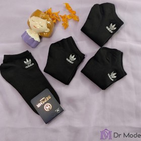 تصویر جوراب مچی مشکی طرح آدیداس Adidas design black ankle socks