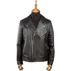 تصویر کاپشن مردانه چرم طبیعی آناویز مدل پلیسی 