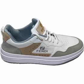 تصویر فندی مردانه سفید کرم (FENDI) Men's sports shoes, Fendi model, cream white (FENDI)