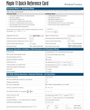 خرید و قیمت دانلود کتاب Maple 11 Quick Reference Card 2007 | ترب