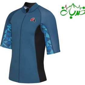 تصویر راشگارد آستین کوتاه جلوزیپ مردانه ۱/۵ میل برند F2 - آبی / Men's Surfing Rash Guard short-sleeved