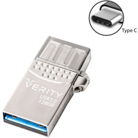 تصویر فلش مموری وریتی مدل O511 OTG Type-C USB3 ظرفیت 128 گیگابایت Verity O511 Dual Drive OTG Type-C USB3 128GB Flash Memory