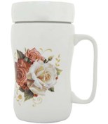 تصویر ماگ دردار سرامیکی سفید طرح گل Vintage 