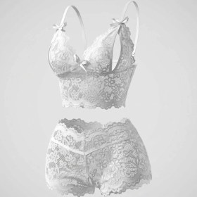 تصویر ست دانتل رنگ سفید کد: 101408 