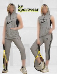تصویر ست نیم تنه شلوار و کاور ملانژ ورزشی زنانه Nike ا Nike womens melange sports pants and cover set Nike womens melange sports pants and cover set