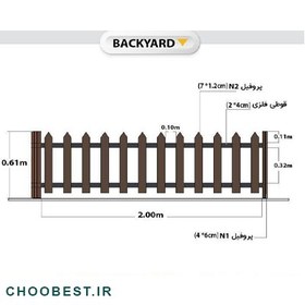 تصویر نرده چوب پلاست دور باغچه( طول 100 ارتفاع 60) 