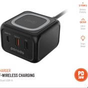 تصویر شارژر وایرلس پرودو Porodo 3-Ports Fast Wireless Porodo 3-Ports Fast Wireless Charger 15W PD 30W UK- Black