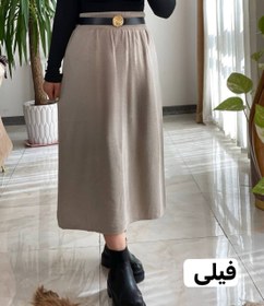 تصویر دامن بافت بلند آهو با رنگیندی ۸۶۷۰ - مشکی 