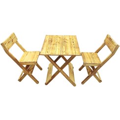 تصویر میز و صندلی چوبی تاشو دو نفره 