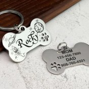 تصویر پلاک استیل حکاکی اسم سگ و گربه 