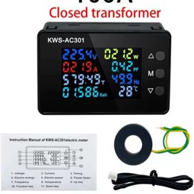 تصویر مولتی فانکشن ولتمتر و پاورمتر AC مدل KWS-AC301-100A 