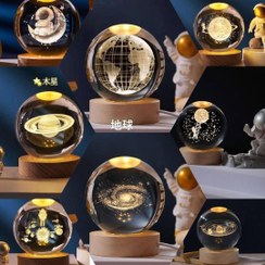 تصویر چراغ خواب مدل گوی کریستالی سایز 8 سانتی متر 