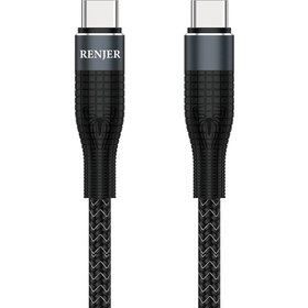 تصویر کابل شارژ رنجر تایپ سی به تایپ سی RENJER RJ-P90 1.2M 5A CHARGE CABLE Type-C TO C RJ-P90 PD 20W 5A 120CM