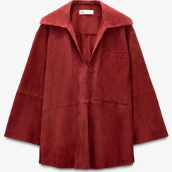 تصویر پیراهن چرم سوئدی آستین بلند با یقه V از برند زارا (زنانه) 