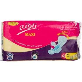 تصویر نوار بهداشتی بالدار ویژه شب ماکسی به نرمی کتان برای پوست حساس 5عددی تافته Tafteh Sanitary Pad 5pcs