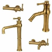 تصویر ست شیرآلات راسان مدل الیزه رنگ رزگلد مات 