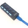 تصویر هاب usb 3.0 یک به چهار با کلید و چراغ برای هر پورت 