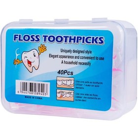 تصویر نخ دندان دو منظوره کمانی Floss Toothpicks : تعداد 40 عددی 