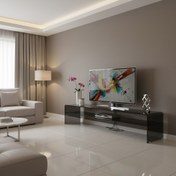 تصویر میز تلوزیون با طبقه شیشه ای 