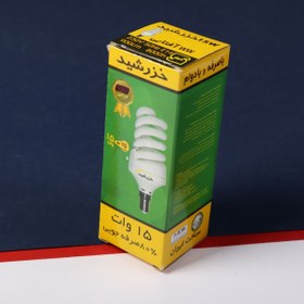 تصویر لامپ کم مصرف 15 وات خزرشید مدل تمام پیچ پایه E14 بسته 10 عددی 
