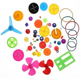 تصویر مجموعه 55 عددی انواع چرخ دنده پلاستیکی به همراه تسمه و پولی و ملخ ا 55pcs Colorful Plastic Gear DIY Kit 55pcs Colorful Plastic Gear DIY Kit