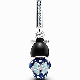 تصویر چارم آویز عروسک ژاپنی با کیمونوی آبی پاندورا Pandora Japanese Doll in Blue Kimono Dangle Charm