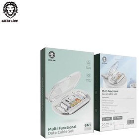 تصویر ست کابل داده چند منظوره 6 در 1 گرین Green 6 in 1 Multi Functional Data Cable Set 