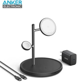 تصویر شارژر بی سیم مگنتی Anker MagGo Wireless Charging Station (3-in-1 Stand) Qi2 مدل B25M3 