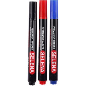 تصویر ماژیک معمولی سلنا نوک تخت Selena SP125 بسته 12 عددی Selena SP125 Permanent Marker Pack Of 12