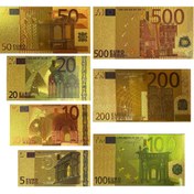 تصویر مجموعه ۷ عددی اسکناس تزیینی طرح یورو روکش طلا 