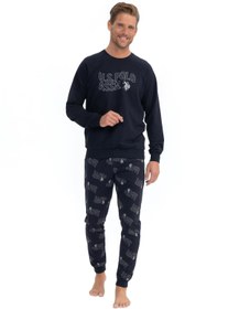 تصویر پیژامه و لباس خواب مردانه آبی سرمه ای یو اس پولو | 18841 اورجینال 
