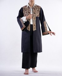 تصویر مانتو کتان چهارفصل طرح قلمکار دست‌دوز سبکی و زیبایی برای هر استایل 