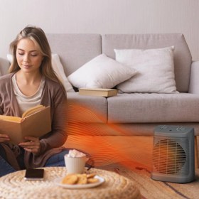 تصویر هیتر برقی فن دار SO2330 Instant Comfort Compact روونتا آلمان Rowenta SO2321F2 Instant Comfort 1800W Gray Fan Heater