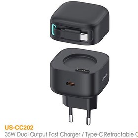 تصویر شارژر دیواری یوسمز مدل US-CC202 توان 35 وات USAMS CC202 Dual Type-C Port GaN Fast Charge adaptor