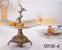 تصویر شیرینی خوری مربع پایه دار ماربل کد 18126 