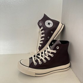 تصویر Dark maroon leather converse 