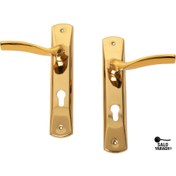 تصویر دستگیره درب پلاک کارو کد ۱۶ - کلیدی (مخصوص اتاق خواب) / طلایی 