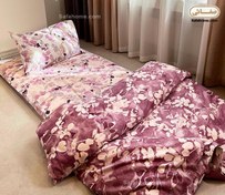 تصویر ست تشک مهمان ۶ تکه با ملحفه گل آبرنگی صورتی 