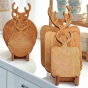 تصویر تخته سرو شاخ گوزنی سه عددی - گرد با استند نگه دارنده 