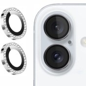 تصویر محافظ لنز دوربین تیسیکالا مدل نگین دار مناسب برای گوشی موبایل اپل IPhone 16 / 16 Plus - صورتی 