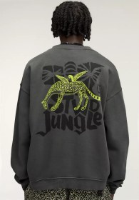 تصویر ژاکت مردانه اورجینال برند پل اند بیر PULL&amp;BEAR Jungle written and graphic printed sweatshirt 