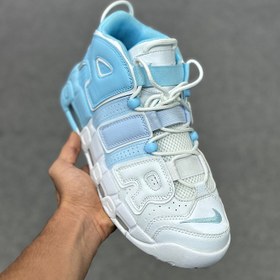 تصویر کتونی نایک ایر اپتمپو آبی سفید Nike Air More Uptempo Tri-Color 