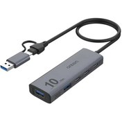 تصویر هاب 4 پورت USB-A و Type-C اونتن مدل UCA612 با 2 پورت USB-C و 2 پورت USB-A دارای پورت Type-C تامین برق 