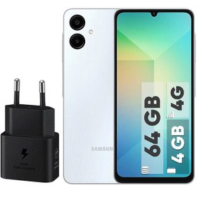 تصویر گوشی موبایل سامسونگ مدل Galaxy A06 دو سیم کارت ظرفیت 64 گیگابایت و رم 4 گیگابایت – به همراه شارژر 25 وات سامسونگ 