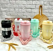 تصویر تراول ماگ سفری زنجیردار نی دار گنجایش 480 میلی لیتر ا travel mug one cup 480ml travel mug one cup 480ml